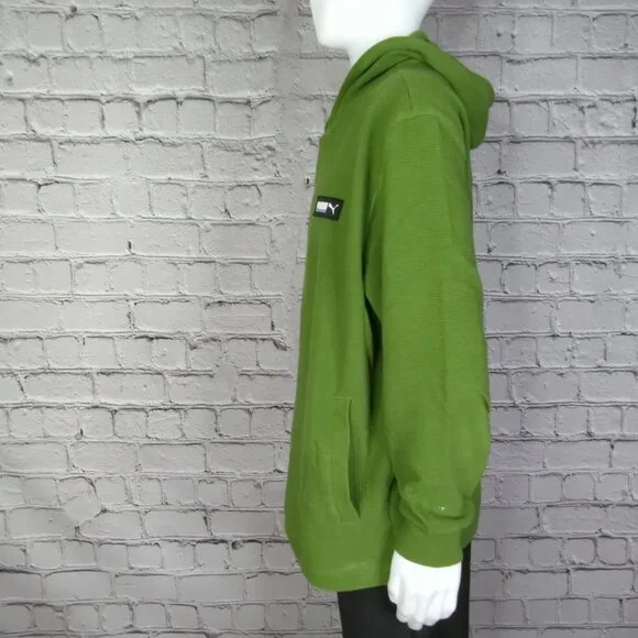 PUMA Hoodie Pullover Men XL Green Sweatshirt Long Sleeve Textured - Picture 3 of 10